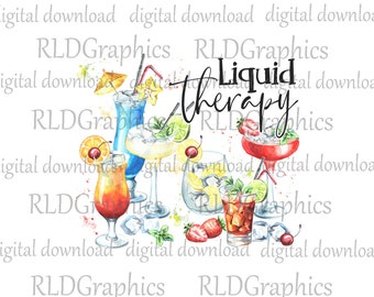 Liquid Therapy Wine Tumbler Sublimation Design Download, Mason Jar Sublimation Tumbler PNG Digital Download With Commercial License