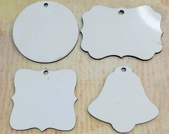 Sublimation Ornament Blanks, Two Sided White MDF Ornaments, Set of 5 Double Sided Blank Ornaments