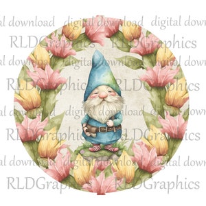 Spring Gnome Wind Spinner Sublimation Design, 10 Wind Spinner PNG Digital Download With Commercial License, Sublimation PNG Design image 2