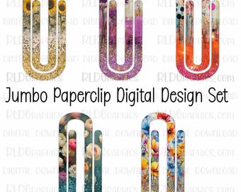 Acrylic Paper Clip Bundle Set 3 | Floral Sublimation Bookmark Templates | Digital Download for Sublimation Paperclips