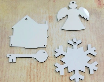 Sublimation Ornament Blanks, Two Sided White MDF Ornaments, Set of 5 Double Sided Blank Ornaments