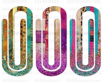Acrylic Paper Clip Design Bundle | Junk Journal Collage Sublimation Bookmark Templates | Digital Download for Acrylic Clips