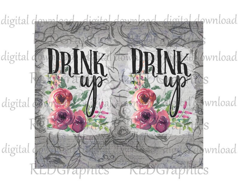 Drink Up Funny 20 oz Tumbler Sublimation Design, Sublimation Tumbler Skinny Cup Design PNG Digital Download With Commercial License image 3