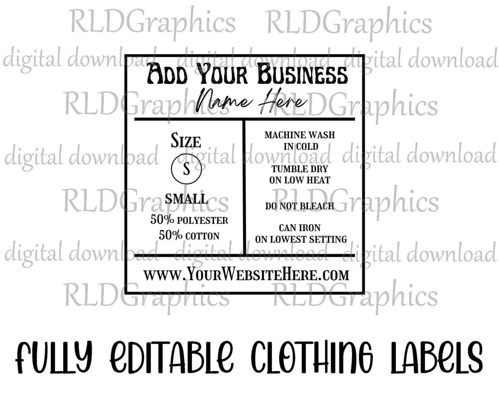 Editable Clothing Labels Clothing Size Labels Custom Etsy