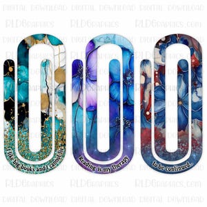 Büroklammer Lesezeichen Sublimation Design Bundle | Blumendruck Sublimations Lesezeichen Vorlagen | Digitaler Download für Acryl Clips