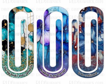 Paper Clip Bookmark Sublimation Design Bundle | Floral Print Sublimation Bookmark Templates | Digital Download for Acrylic Clips
