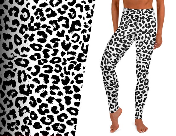 White Cheetah Print Yoga Leggings | Etsy