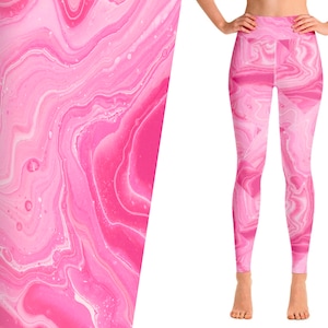 Pink Paint Pour Yoga Leggings