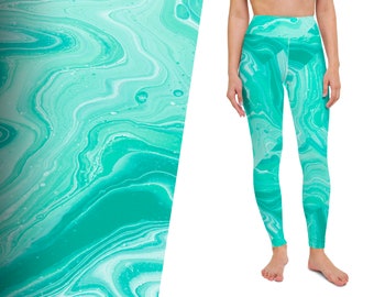 Aqua Paint Pour Yoga Leggings