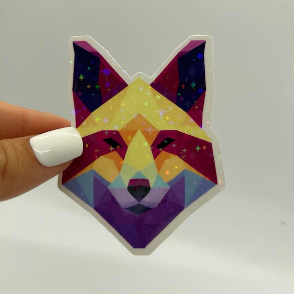 Low-Poly Fox | 3" Holographic Sticker | Vibrant / Alternative Design | Magical Eye-Catching | Waterproof & Durable |