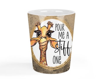 Unique Giraffe Shot Glass, Gift For Giraffe Lover, Stiff One Funny Shot Glass for Women, Unique Shot Glass, Ceramic 1.5 oz Shot Glass