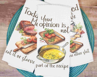 Kitchen Towels with Sayings, Custom Waffle Weave Towel, Kitchen Hostess Gift, Funny Dish Towels, Country Kitchen Decor, Tea Towels