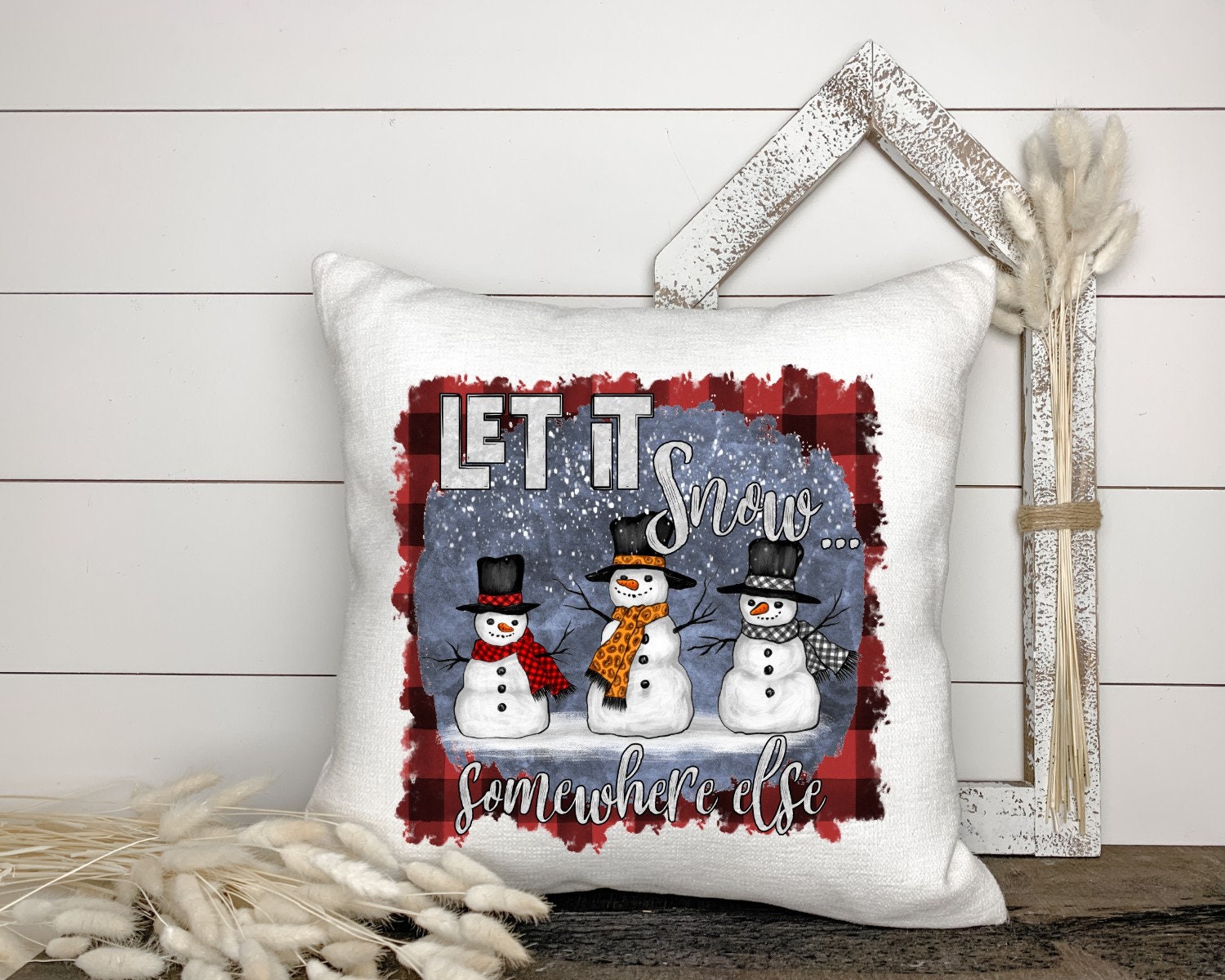 Christmas Throw Pillow Cover, Mittens, Mashmallows, Snowballs