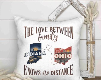 Custom State to State Pillow Cover: Long Distance Family Gift