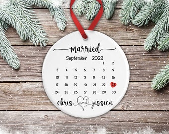 Personalized First Christmas Married Ornament: Newlywed Gift