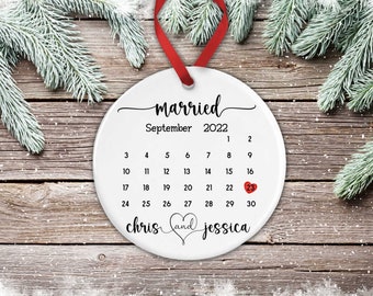 First Christmas Married Ornament, Newlywed Ornament, Our First Christmas Ornament, Personalized Mr & Mrs Wedding Ornament 2 Sided Ornament