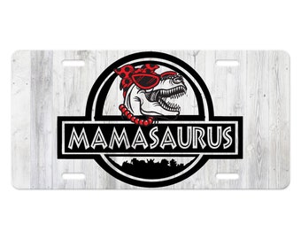 Personalized Mamasauras License Plate: Custom Mom Car Tag