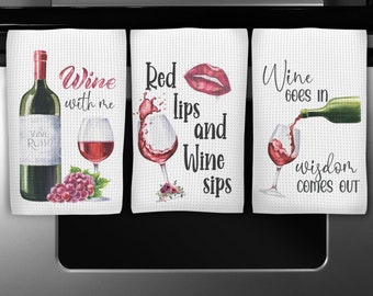 Wine Sayings Kitchen Towels - Reserved for Alicia