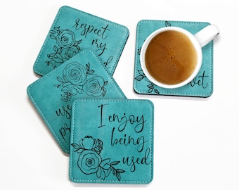 Funny Faux Leather Coasters, Snarky Adult Humor, Housewarming Gift