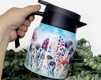 Wildflower Insulated Coffee Carafe: Stainless Steel Thermos (32 oz)
