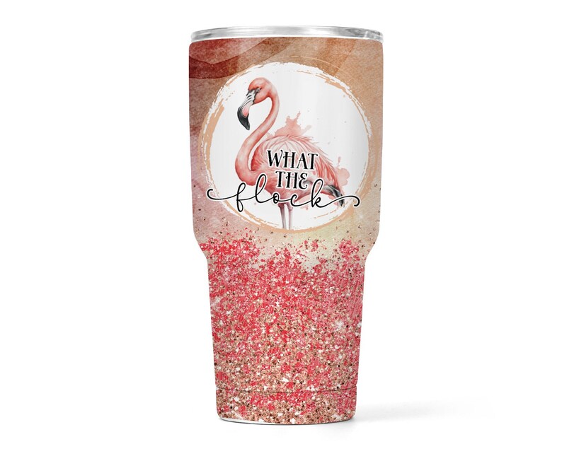 What The Flock Flamingo Cup With Lid, 30 oz Stainless Steel Tumbler, Travel Car Cup with Lid, Funny Tumbler For Women, Sarcastic Cup image 1