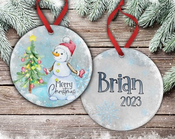 Boys Christmas Ornament - Personalized Snowman Ornament - Cute Boys Christmas Ornament, Personalized Christmas Ornament, Custom Xmas Decor