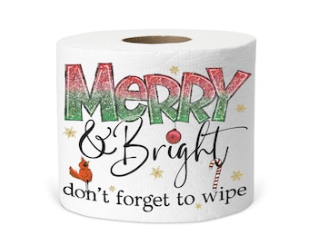 Christmas Toilet Paper Gag Gift: Merry & Bright Holiday Decor