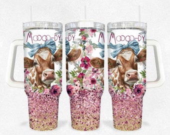 Funny Cow Tumbler with Lid and Straw, 40 oz Stainless Steel Insulated Tumbler, Funny Travel Cup With Lid, Large Personalized Tumbler