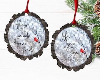 Cardinal Memorial Christmas Ornament, Personalized Sympathy Gift, Always With You Remembrance Ornament, In Loving Memory Memorial Ornament