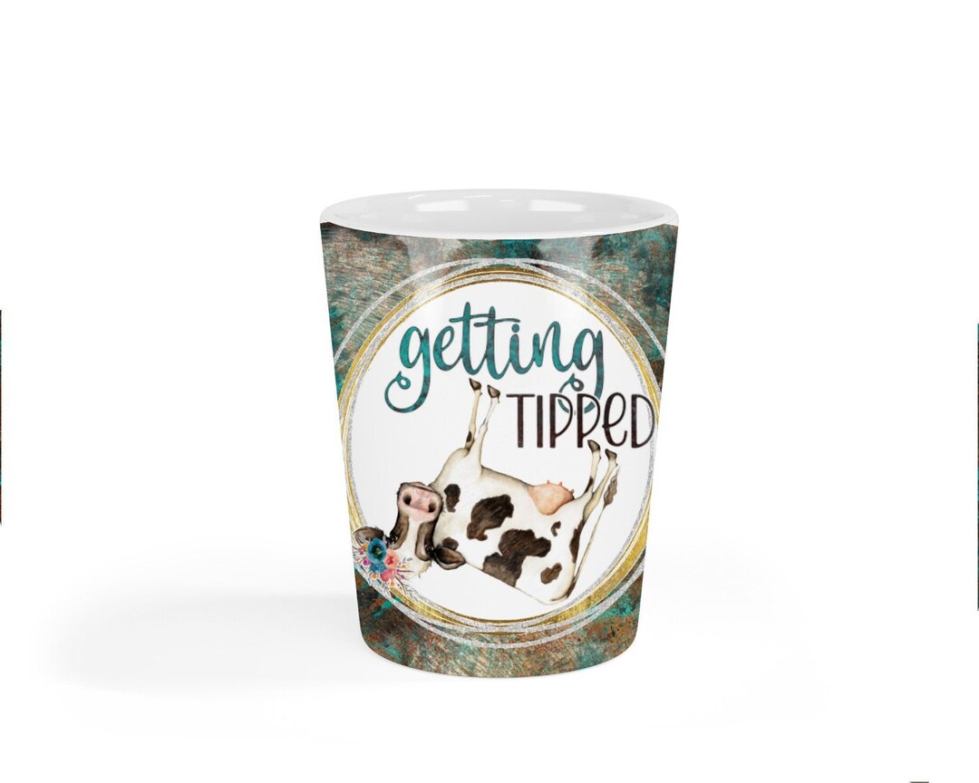MIP Set Of 2 Funny "Tipsy Tipped Cow" Shot Glasses - 1.75 Oz Real Glass - View #4