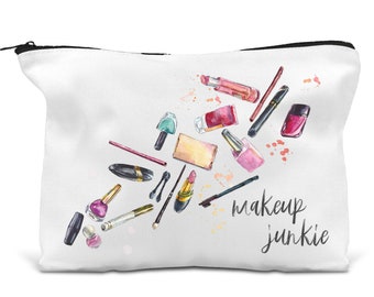 Makeup Junkie Custom Makeup Bag, Toiletry Cosmetic Bag, Custom Makeup Bag, Travel Makeup Bag For Her, Funny Makeup Bag, Makeup Lover Gift