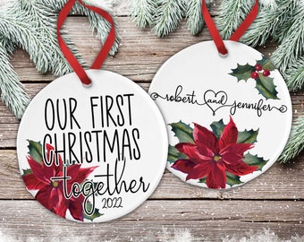 First Christmas Together Ornament, Keepsake Ornament, New Couple Christmas Ornament, Personalized Couples Ornament, 2 Sided Ornament