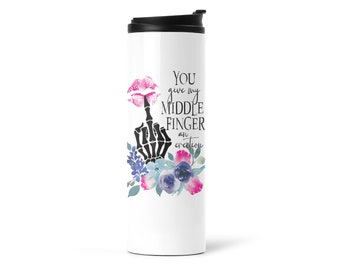 You Give My Middle Finger An Erection Coffee Mug with Lid, 14 oz Insulated Travel Coffee Cup, Funny Adult Coffee Tumbler For Her