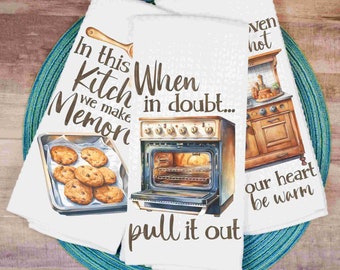 Funny Dish Towels, Kitchen Towels with Sayings, Custom Waffle Weave Towel, Kitchen Puns Hostess Gift, Country Kitchen Decor, Tea Towels