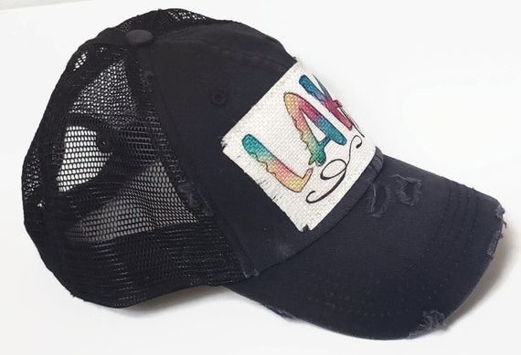 Patch Hat Lake Life Distressed Ponytail 