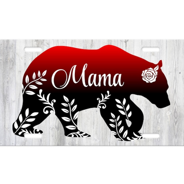 Personalized Mama Bear License Plate, Mom Vanity Plate, Custom Front Car Tag, Car Accessory