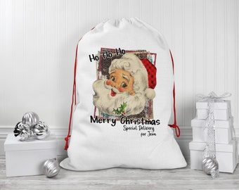 Personalized Christmas Santa Sack with Name, Santa Sack, Christmas Bag, Santa Bag, Christmas Eve Present Sack, Linen Christmas Bag