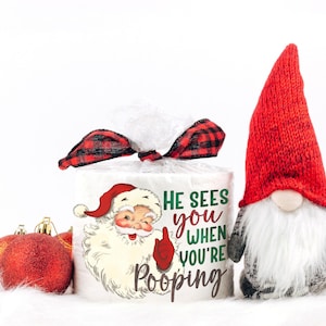 Carta igienica di Natale, regalo scherzoso, regalo elefante bianco, regalo di Natale di Babbo Natale segreto, regalo divertente di Babbo Natale segreto, ti vede quando fai la cacca