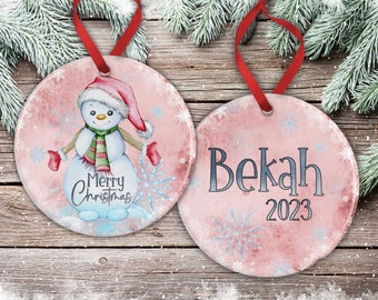 Girls Christmas Ornament - Personalized Snowman Ornament - Cute Girls Christmas Ornament, Personalized Christmas Ornament, Custom Xmas Decor