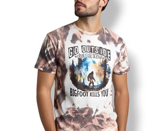 Funny Acid Wash Bigfoot T-Shirt: Humorous Sasquatch Graphic Tee