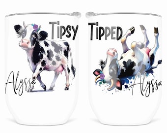 Tipsy Cow Wine Tumbler: Funny Stainless Steel Travel Cup