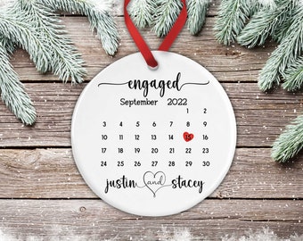 Personalized Engagement Ornament, Engaged Christmas Ornament, Couples Ornament, Personalized Ornament, Calendar Ornament