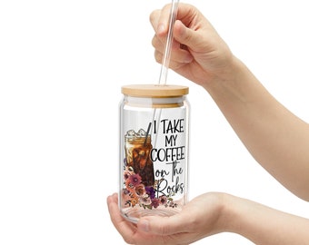 Iced Coffee Cup With Straw and Lid - Gifts for Her - Tumbler Party Favor - Coffee Lover Gift - Mother's Day Gift - Iced Coffee On The Rocks