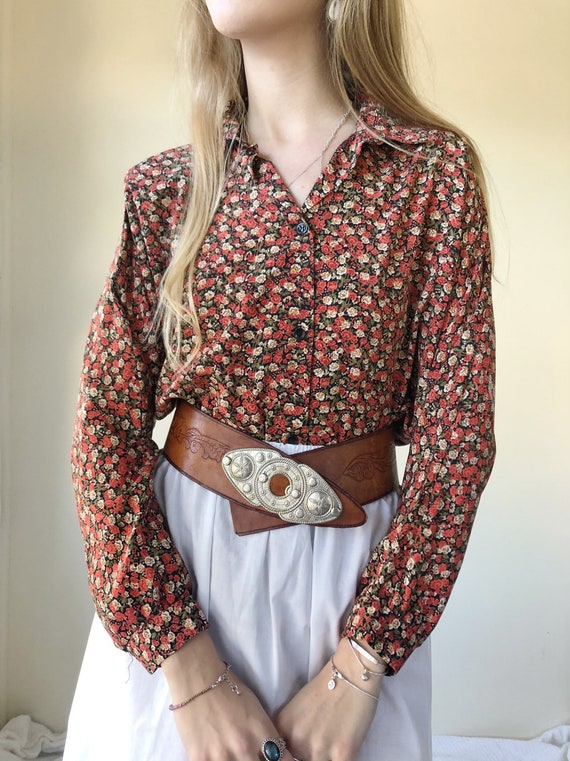 Vtg Vintage floral ‘You in Mind’ button down blous