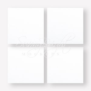 Makieta płótna Plain Square, zestaw 4, proporcje 1X1, makieta sztuki ściennej, makieta płótna minimalistycznego, makieta zwykłej kwadratowej karty, makieta pliku JPG