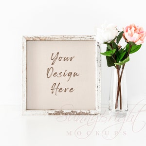 Wood frame mockup, Wood Sign Mockup, Styled mockup, Wood frame photo, Farmhouse Sign Mockup, Mockup frame, Box sign mockup, 10X10, 1:1, JPG