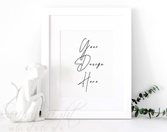 Weißer 8x10 Rahmen Mockup, minimalistischer Stil (JPG File)