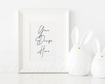 Easter White Frame Mockup, 5x7, 8x10, Modern Minimalist (Digital Download)