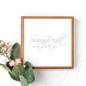 Wood Sign Mockup, Wood frame photo, Wood frame mockup, Farmhouse Sign Mockup, Mockup frame, Box sign mockup, 6X6, 1:1, JPG