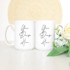 Two Mugs Mockup, Wedding mockup, Coffee cup Mockup, 2 mugs mockup, Sublimation Mug Mockup, Mug mock up, Spring mug mockup, 15 oz mockup